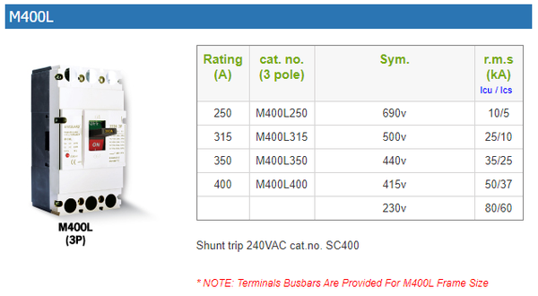 MAXGUARD MCCB M SERIES M400L