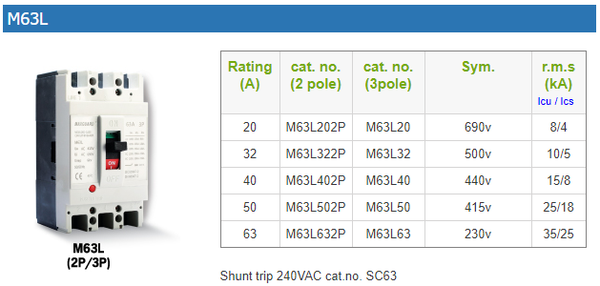 Maxguard Mccb m series m63L