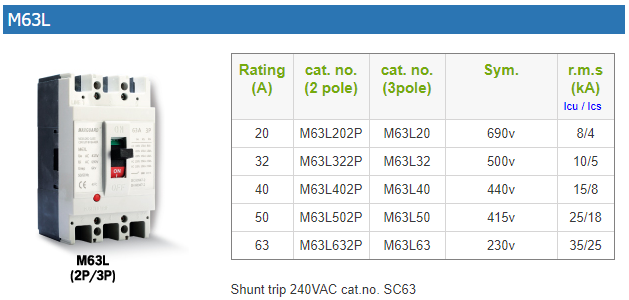 Maxguard Mccb m series m63L