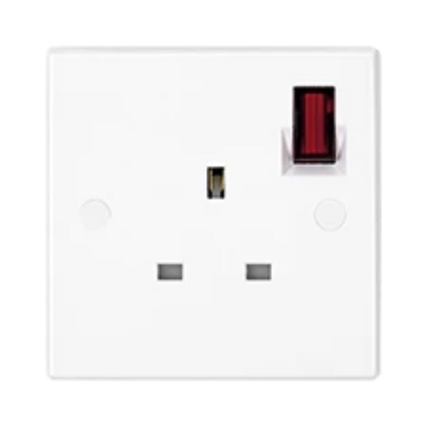 UMS 1G DP SWITCH SOCKET OUTLET NEON WITH PROJECTED ROCKER TYPE 13A DP1313-N