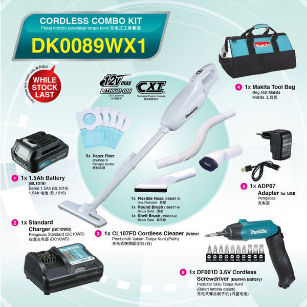 MAKITA CORDLESS COMBO KIT DK0089SWX1 (CL107D & DF001D) 12Vmax