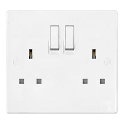 UMS 2G DP SWITCH SOCKET OUTLET WITH RED PROJECTED ROCKER TYPE 13A DP2313-R