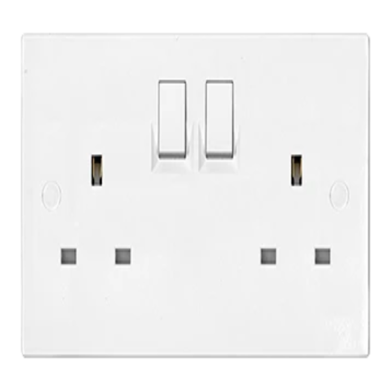 UMS 2G DP SWITCH SOCKET OUTLET WITH RED PROJECTED ROCKER TYPE 13A DP2313-R