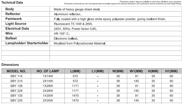 sj lite Reflected Batten - Symmetrical (Aluminium) - SBY 128 (T5)