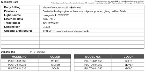 sj lite Spotlight - Recessed Halogen - Pluto 811