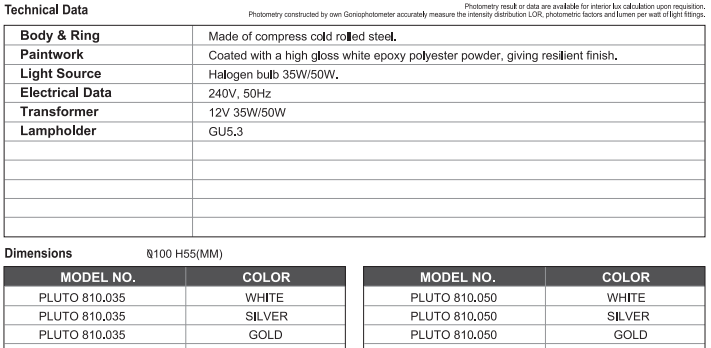 sj lite Spotlight - Recessed Adjustable Halogen - Pluto 810