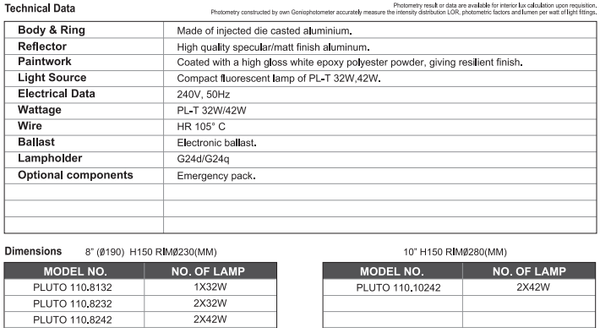 sj lite Downlight - Recessed Horizontal - Pluto 110