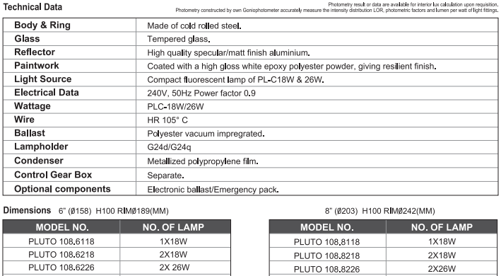 sj lite Downlight - Recessed Horizontal - Pluto 108