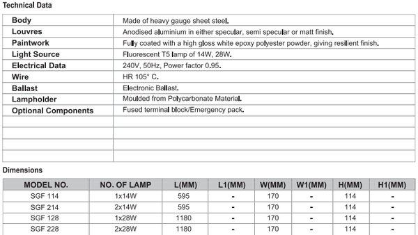 sj lite Surface Mounted - Wall Washer - SGF 128 (T5)