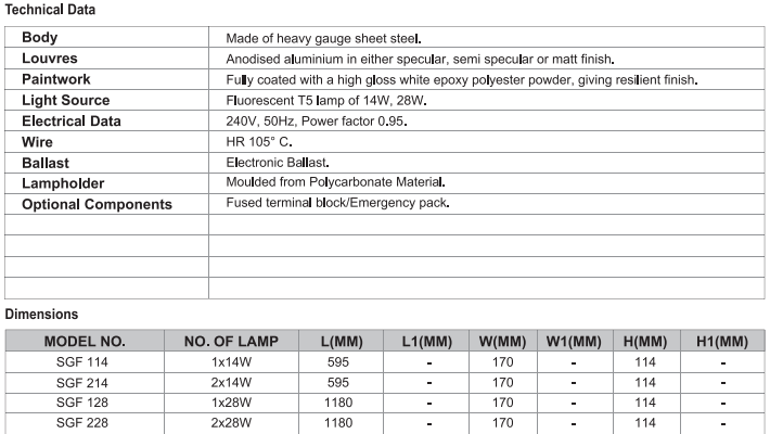 sj lite Surface Mounted - Wall Washer - SGF 128 (T5)