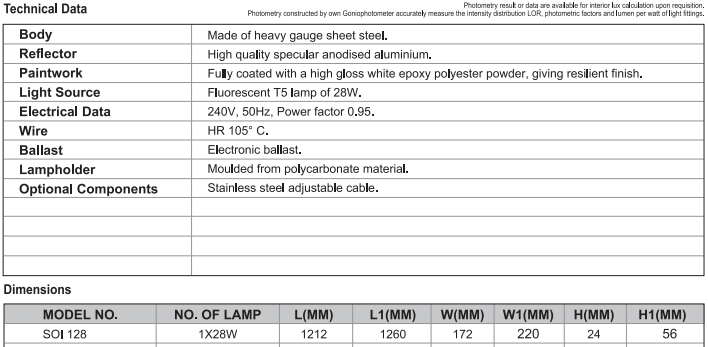 sj lite Pendant - VDU Fitting - Direct & Indirect - SOI 128 (T5)