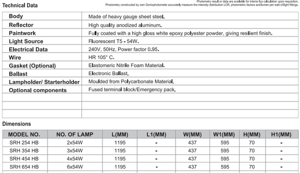 sj lite Surface/Pendant Mounted - Highbay - SRH 454 HB (T5)