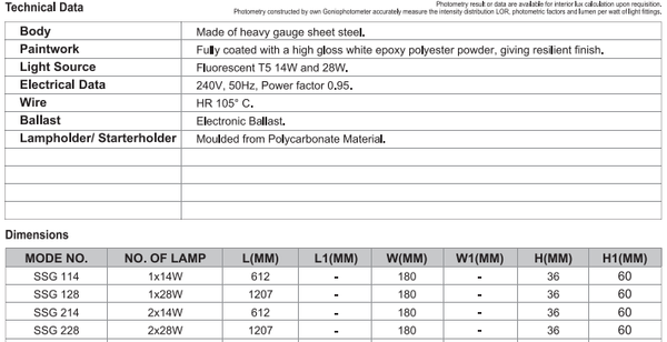 sj lite Surface Mounted - Reflected Fitting - Metal - SSG 114 (T5)