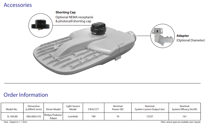 sj lite MARS LED - SL 504 Street Light Series