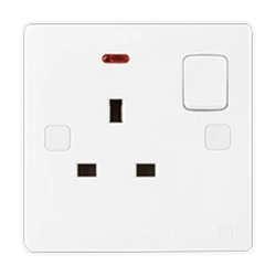 UMS 1G DP SWITCH SOCKET OUTLET NEON WITH RED ROCKER 13A DP6113R-N