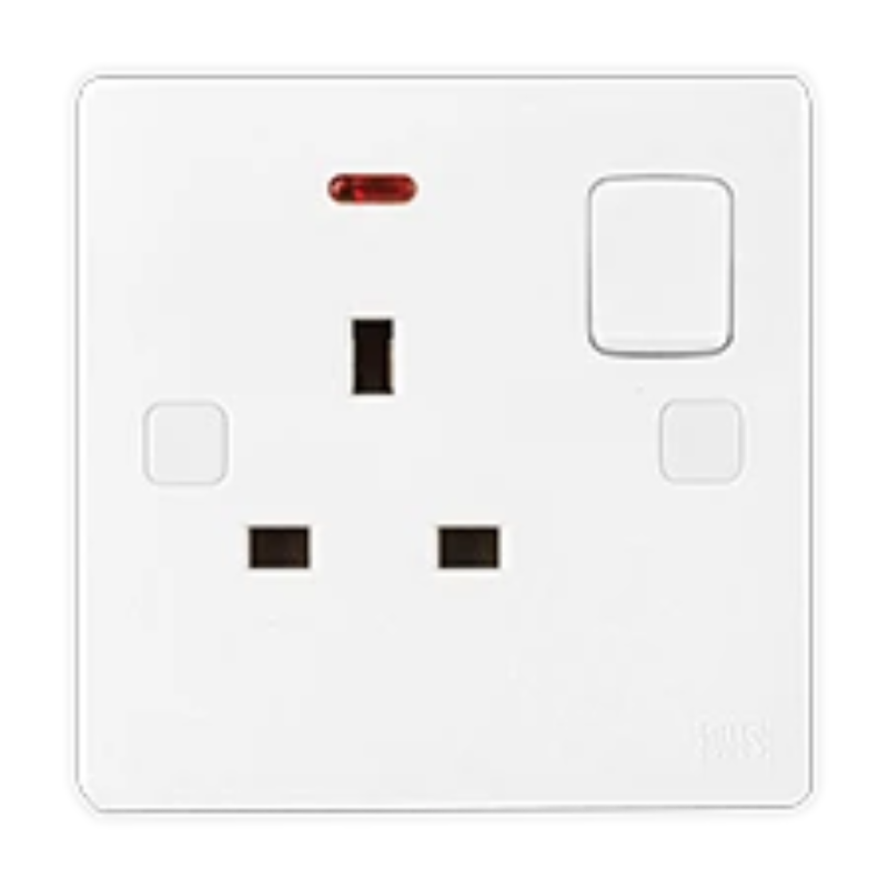 UMS 1G DP SWITCH SOCKET OUTLET NEON WITH RED ROCKER 13A DP6113R-N