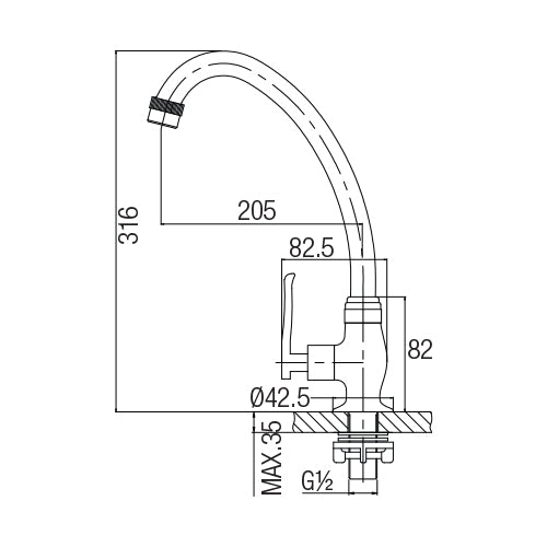 AIMER Kitchen Pillar Sink Tap AMFC-1302