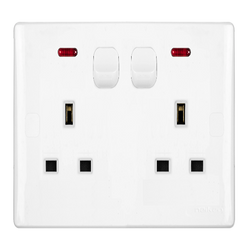 UMS 2G SP SWITCHED SOCKET OUTLET NEON WITH PROJECTED ROCKER TYPE 13A N52211R-N