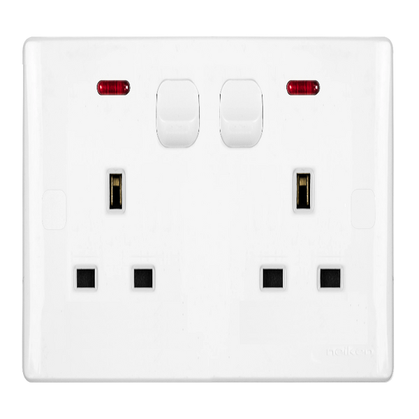 UMS 2G SP SWITCHED SOCKET OUTLET NEON WITH PROJECTED ROCKER TYPE 13A N52211R-N