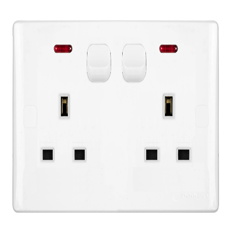 UMS 2G SP SWITCHED SOCKET OUTLET NEON WITH PROJECTED ROCKER TYPE 13A N52211R-N