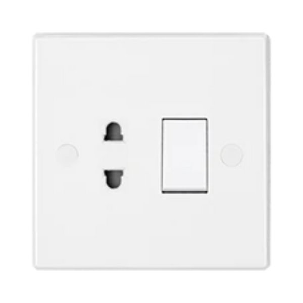 UMS 1G 2 PIN UNIVERSAL SOCKET C/W SHUTTER & 1G 1W SP SWITCH EARTH TERMINAL 10/16A US1210E