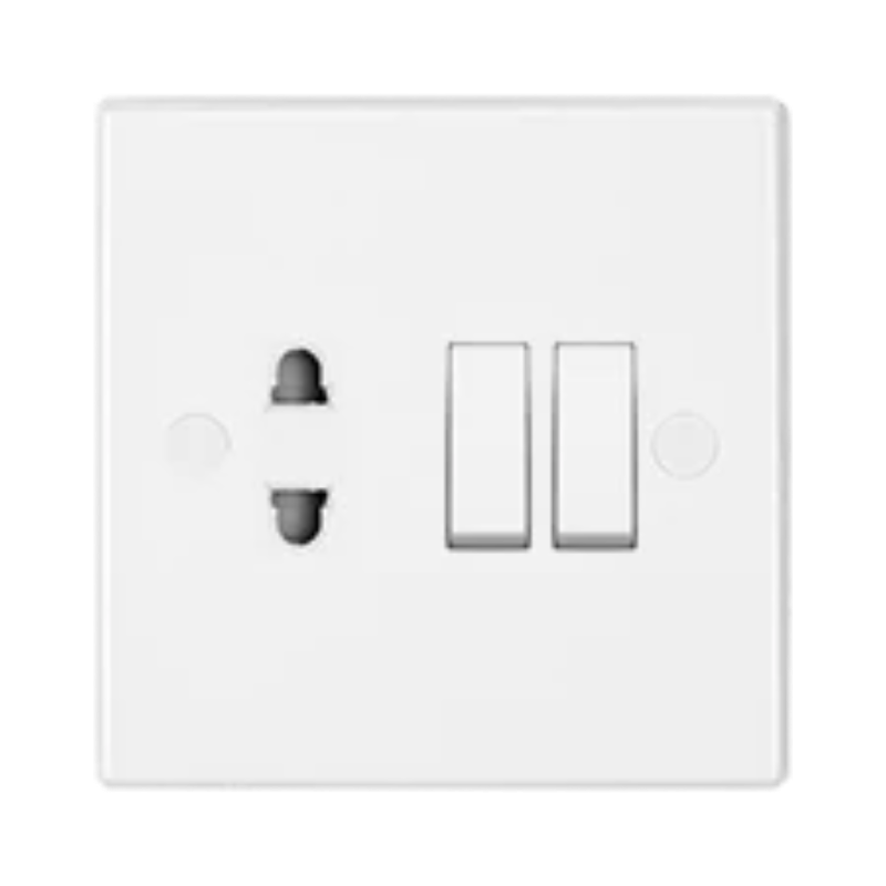 UMS 1G 2 PIN UNIVERSAL SOCKET C/W SHUTTER & 2G 1W SP SWITCH EARTH TERMINAL 10/16A US2210E